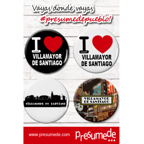 Villamayor de Santiago (Cuenca). Pack 4 chapas.