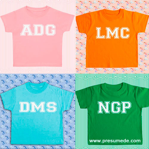 Camisetas para bebé personalizadas con sus iniciales