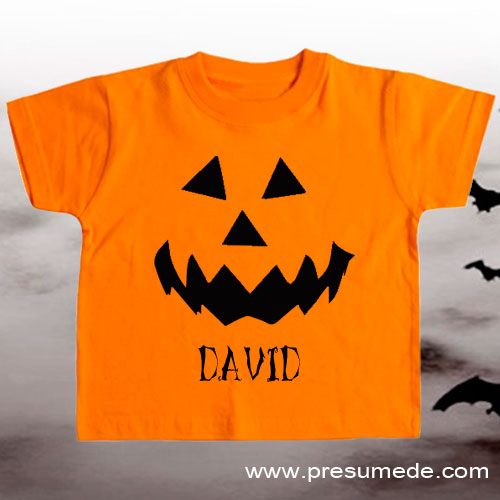 CAMISETA HALLOWEEN de naranja personalizada Presumede