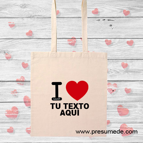 Bolsa de algodón I Love personalizada