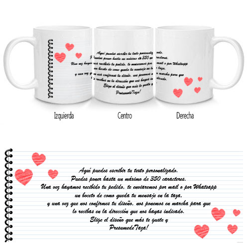 Taza con en una libreta personalizado Presumede