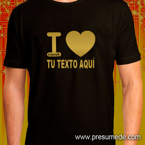 camiseta personalizada I love dorada