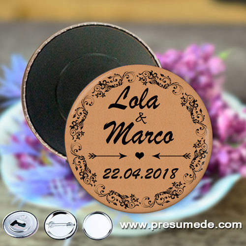 Imanes para boda papel kraft