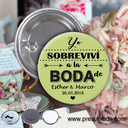 Chapas para boda yo sobreviví a la boda de