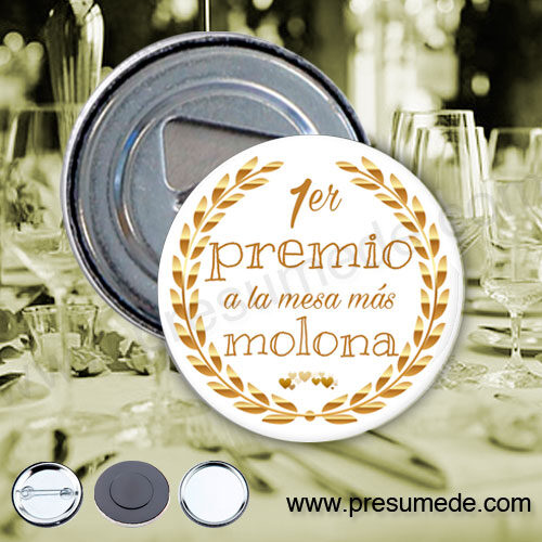 Abridores con imán para boda premio a la mejor mesa