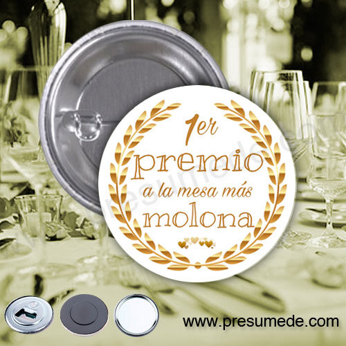 Chapas para boda premio a la mejor mesa