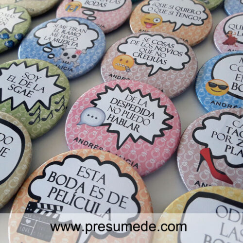 30 Chapas para boda PACK CON FRASES DIVERTIDAS Y EMOTICONOS - Imagen 5