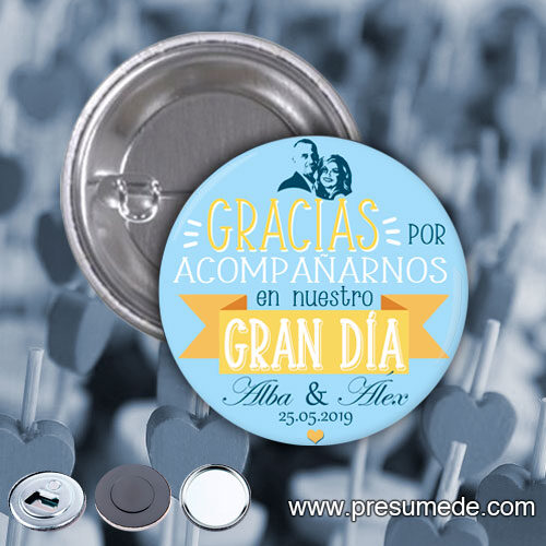 Chapas para boda con silueta