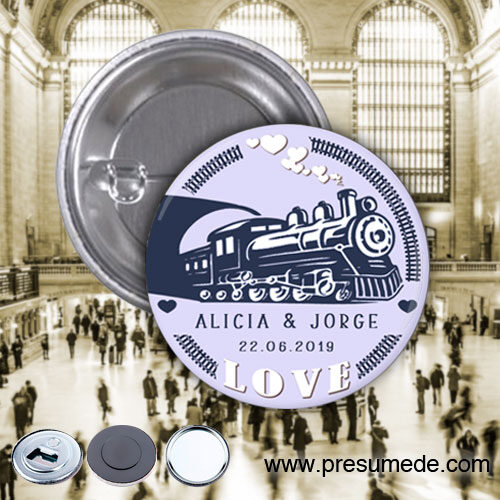 Chapas para boda tren