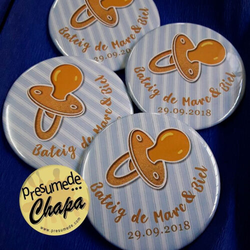 Chapas para bautizo. Chupete