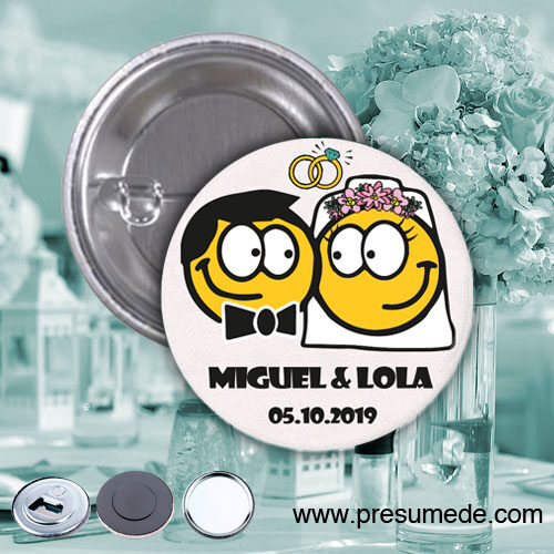 Chapas para boda emoticonos