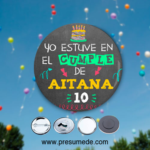 Chapas para cumpleaños pizarra tiza