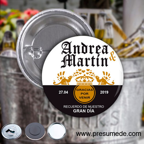 Chapas para boda coronita