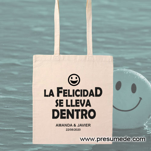 Bolsa de algodón para boda la felicidad