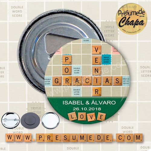 Abridores con imán para boda Scrabble