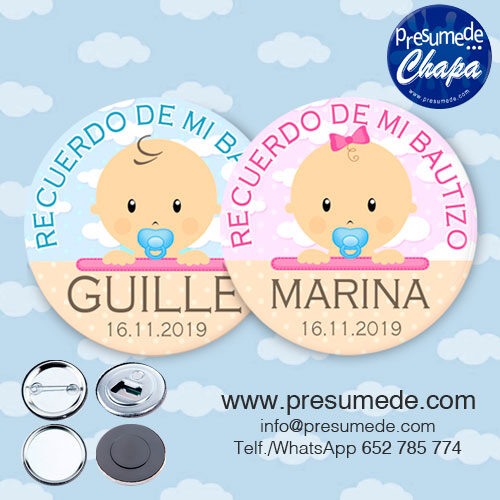 Chapas para bautizo bebé