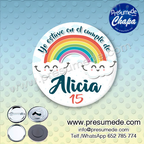 Chapas para cumpleaños arcoiris