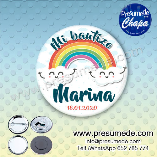 Chapas para bautizo arcoiris