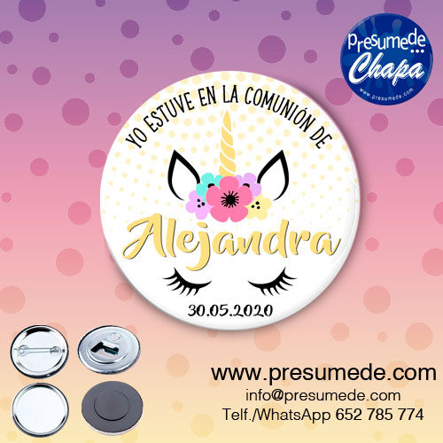 Chapas para comunión unicornio