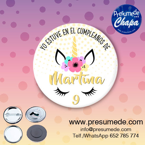 Chapas para cumpleaños unicornio