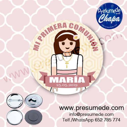 Chapas para comunión clic niña