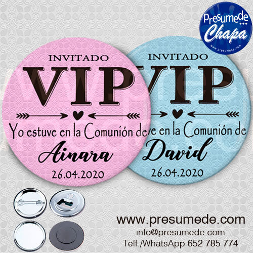 Chapas para comunión invitado VIP