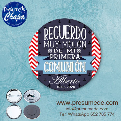 Chapas para comunión marinero recuerdo