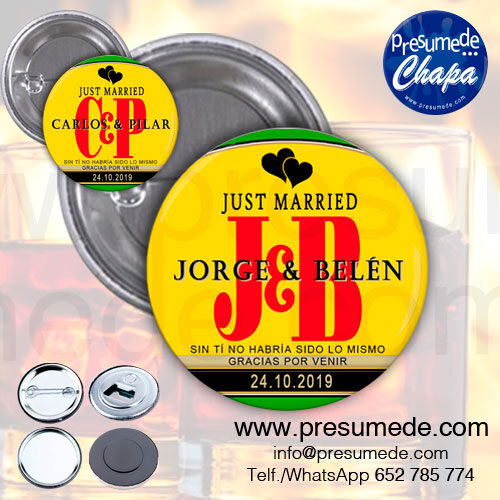 Chapas para boda j&b