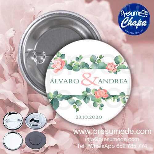 Chapas para boda peonías