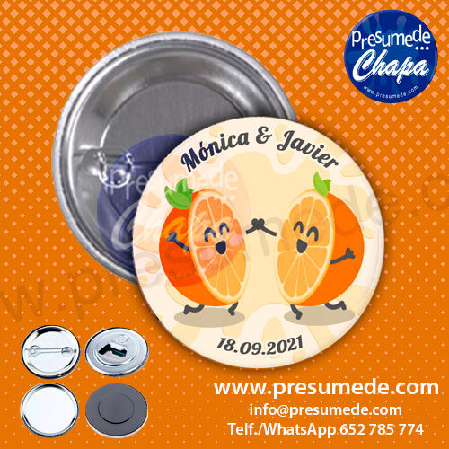 Chapas para boda media naranja