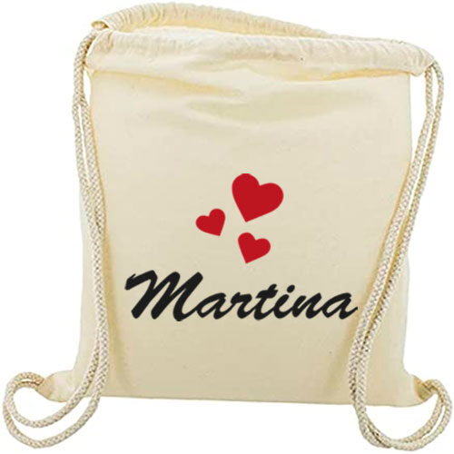 Mochila personalizada con nombre corazones