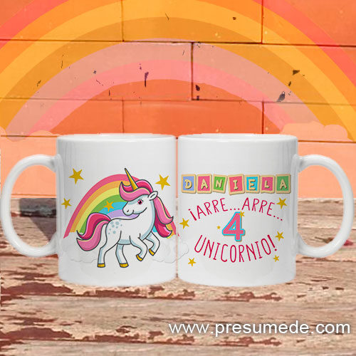 Taza unicornio arcoiris