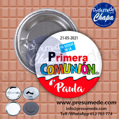 Chapas para comunión Kinder sorpresa