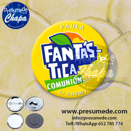 Chapas para comunión Fanta limón