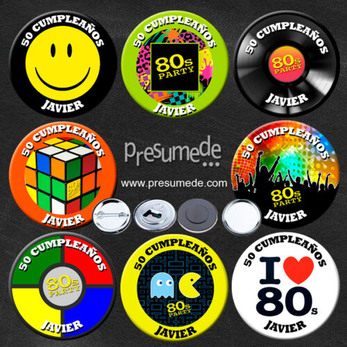 chapas años 80 para cumpleaños