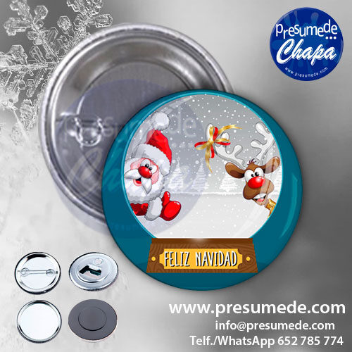 Chapas para Navidad bola Papá Noel y Rudolf