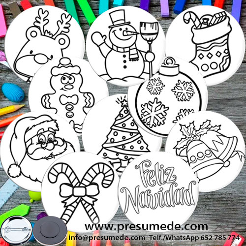 Pack 10 CHAPAS PARA DIBUJAR NAVIDAD - Presumede