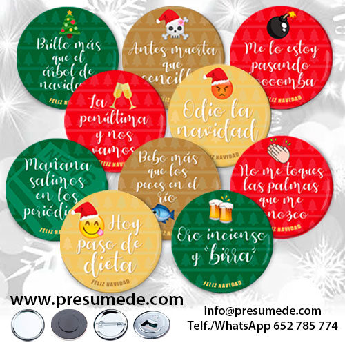 Chapas para Navidad con frases divertidas