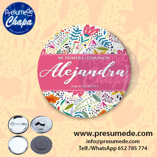 Chapas para comunión flores primavera