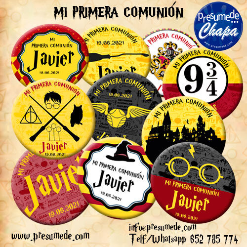 Chapas pack para comunión Harry Potter