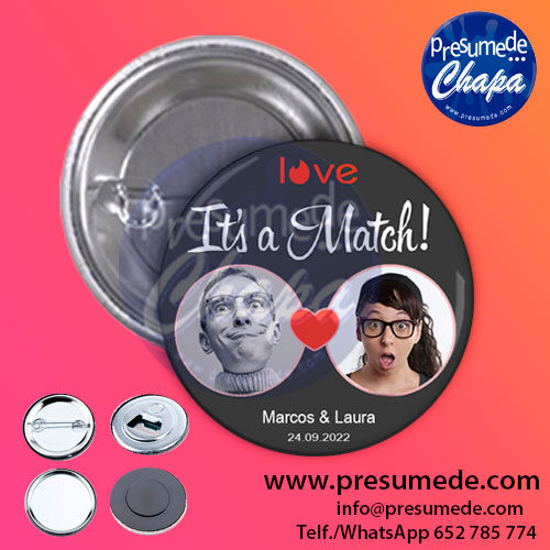 Chapas para boda Tinder