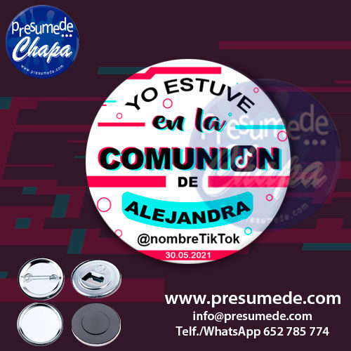 Chapas para comunión Tik Tok