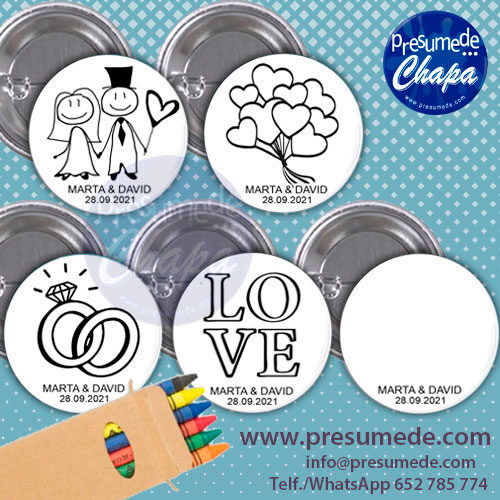 Chapas para boda pack para dibujar