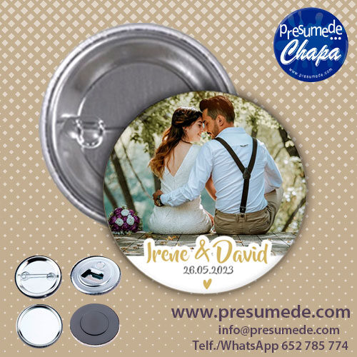 Chapas para boda con foto