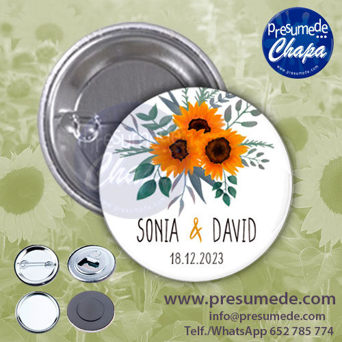 Chapas para boda girasoles