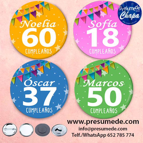 Chapas para cumpleaños guirnaldas