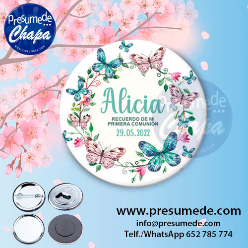 Chapas para comunión mariposas