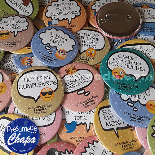 Chapas pack para cumpleaños frases divertidas