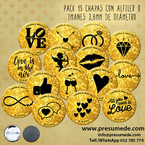 Chapas para boda dorado