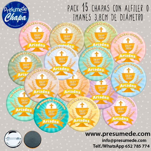 Pack chapas para comunión cáliz